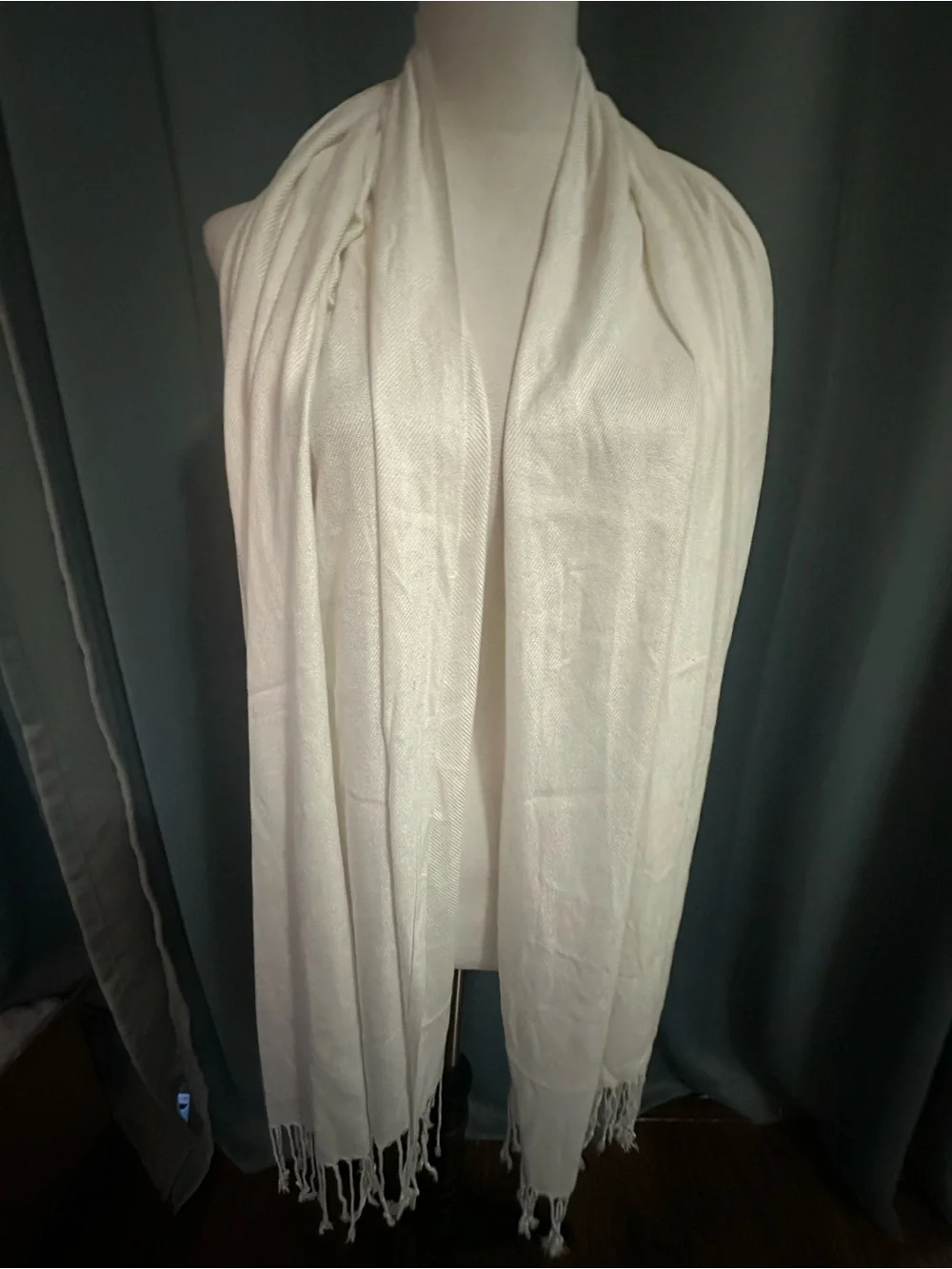 Bundle of 2 Pashmina Style Fringe Scarves Shawls Wraps Pink & White One Size